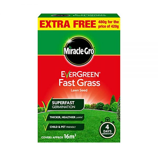 480g Miracle-Gro EverGreen Fast Grass Lawn Seed 16m2
